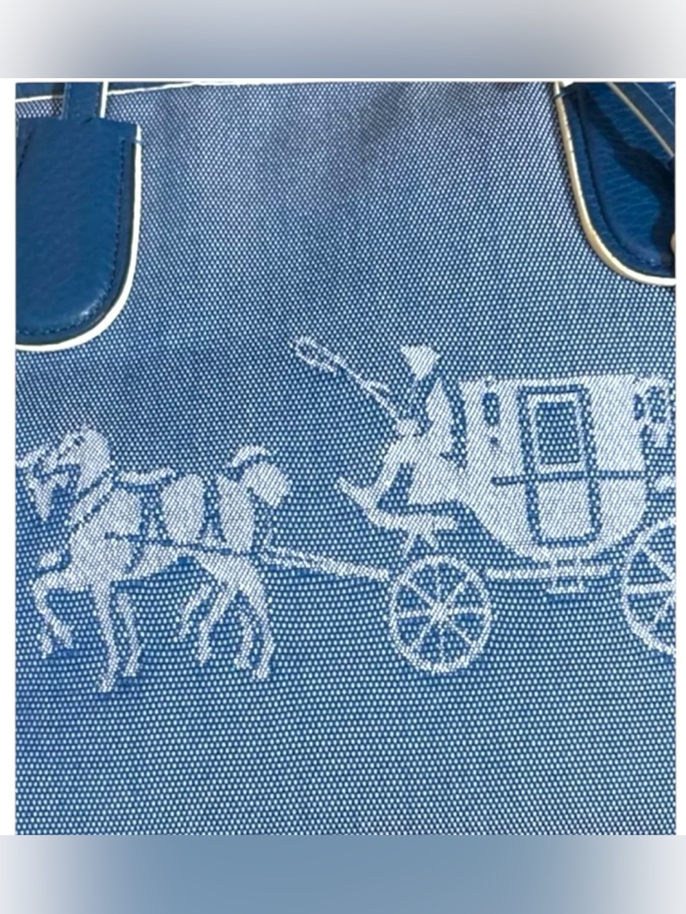 COACH Blue Canvas Taxi Tote Horse and Carriage Shoulder Bag - Picture 4 of 16